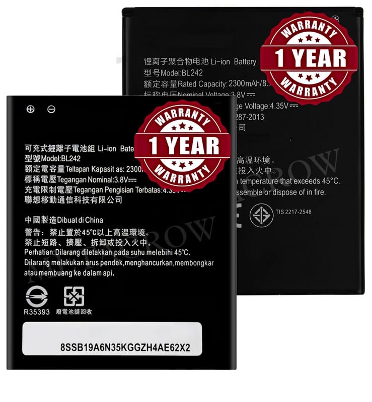 Image of Original BL242 Battery Compatible for Lenovo A3580 | A3860 | A3900 | A6000 | A6000 Plus | A6010 | A6010 Plus | K3 (K30-T, K30-W) | Vibe C (A2020a40) - (2300mAh) - 1 Year Warranty JK1