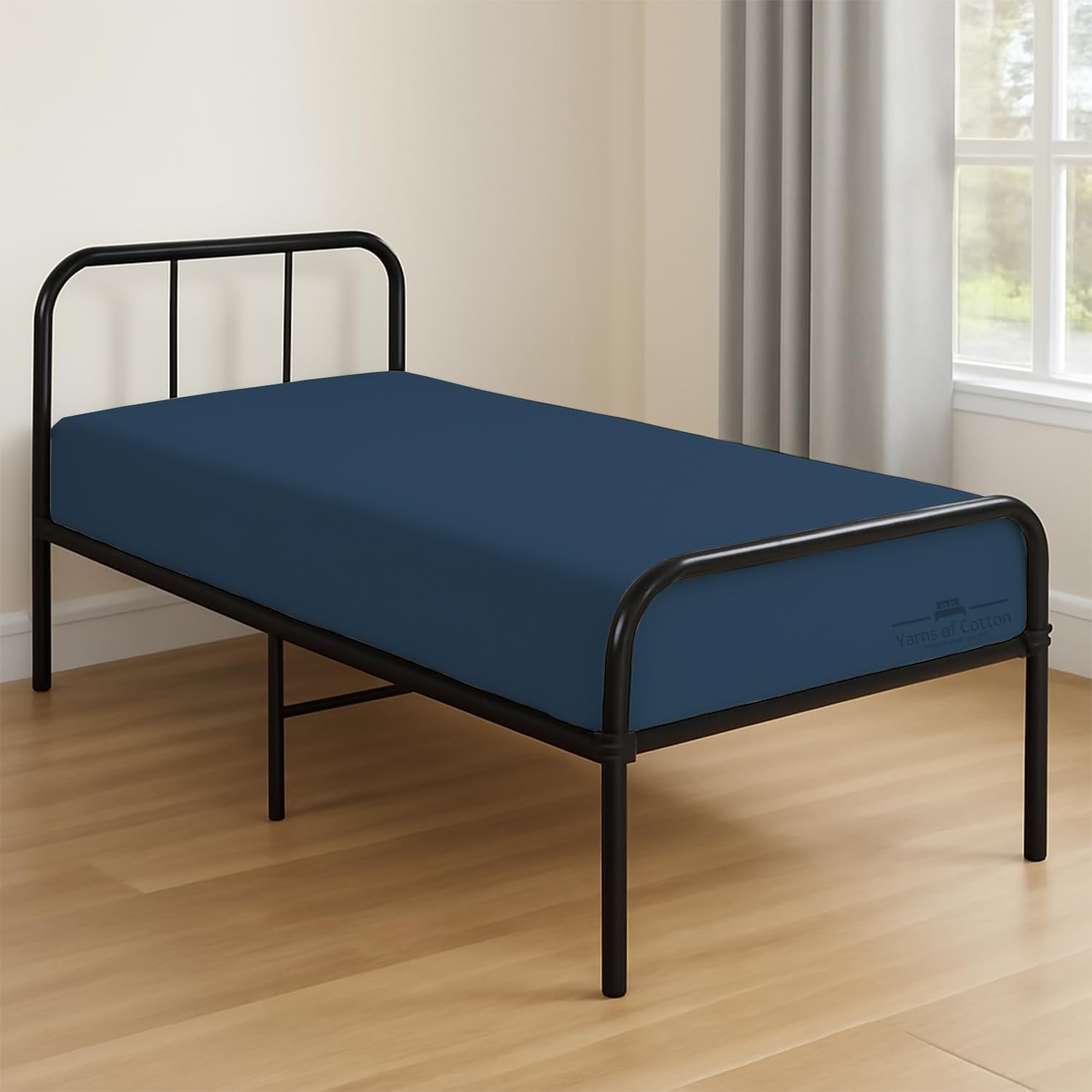 Cot Fitted Sheet 25" x 75" - 100% Egyptian Cotton - 2 PC Cot Size Bottom Sheet Only, Snug Fit for Narrow Twin Mattress/RVs Bunk/Guest Beds/Army Cots/Trifold Mattress/Travel Size Mattress, Medium Blue