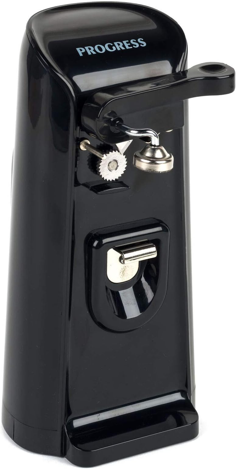 Progress EK3589P 3-in-1 Hands Free Electric Tin Can, Knife Sharpener and Bottle Opener, 80 W, Black, 13 x 13 x 23 cm