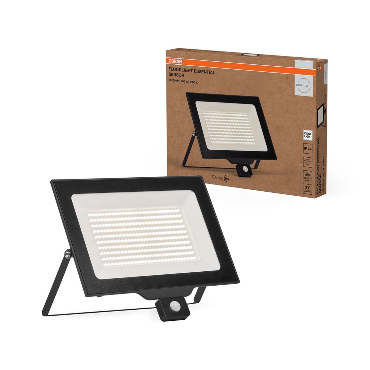 Licht-Erlebnisse LED Außenstrahler mit Bewegungsmelder Aluminium Schwarz 4000 K IP44 Außen Fassade Hof Einfahrt Garage H:34.1 cm Spot Garten