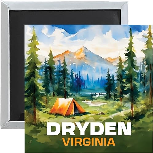 Dryden Virginia Souvenir 2.5 x 2.5 Inches Magnet Camping Tent Design Single