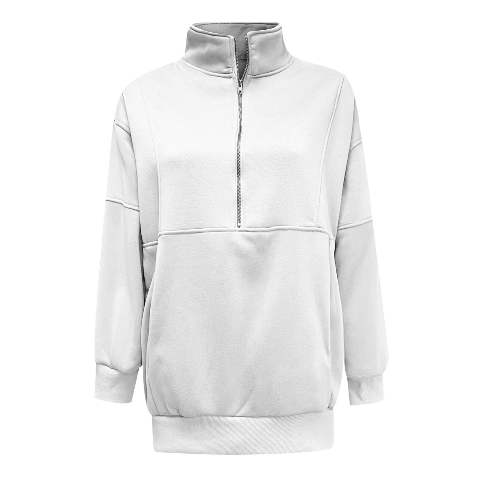 Sudaderas con cuello redondo y bloques de color para mujer, informales, personalizadas, con forro polar, cuello alto, ajuste holgado, con cremallera, lindos suéteres gráficos, delgados, de dibujos
