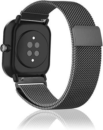 20mm Strap for Amazfit GTS 4/GTS 4 Mini/GTS 3/GTS 2 Mini/GTS 2/GTS 2e/GTS/GTR 42mm, Stainless Steel Metal Watch Bands for Amazfit Bip 3 Pro/Bip 3/Bip Lite/Bip S/Bip U Pro/Bip S Lite - Black