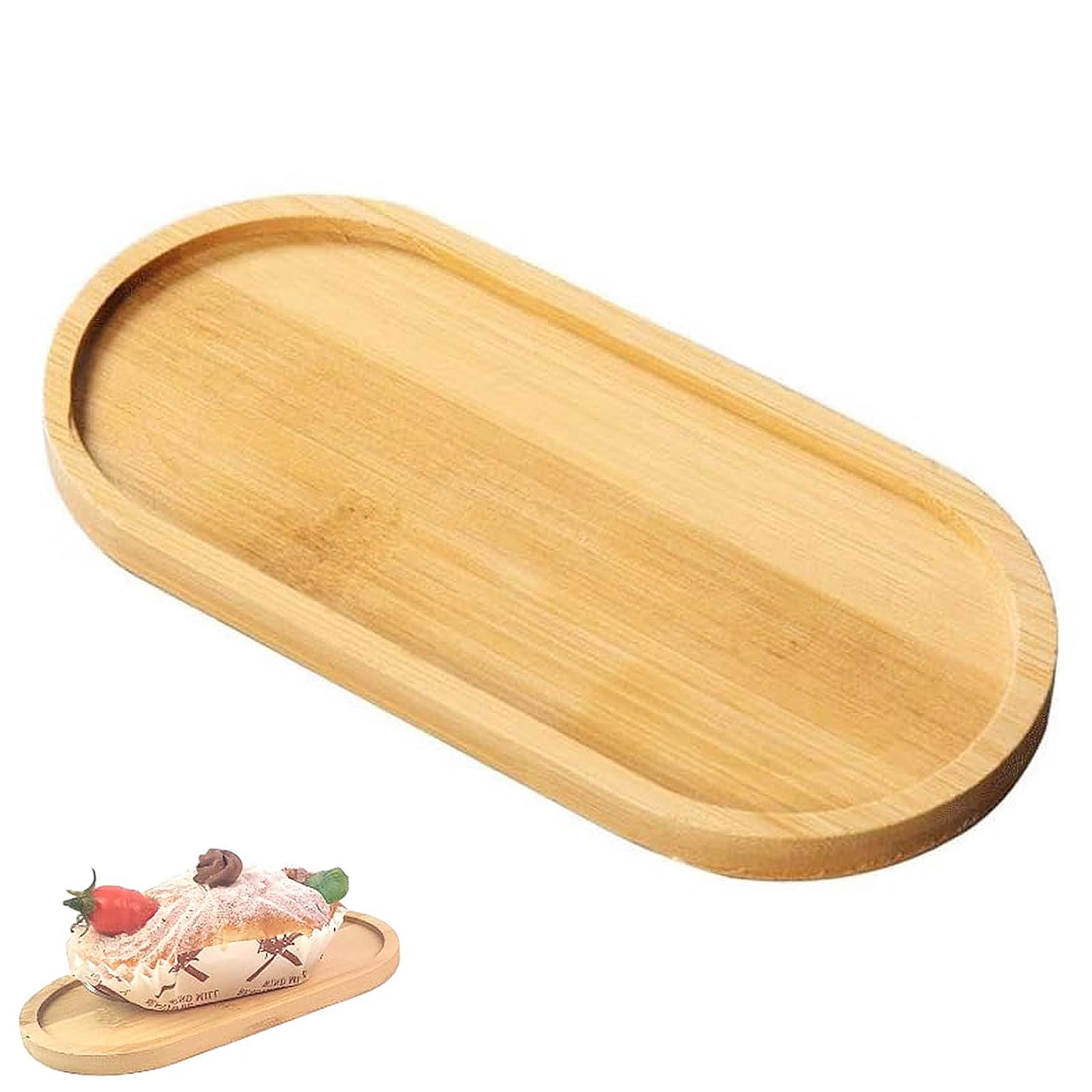 Bamboo Tray, Wooden Soap Dish, Bamboo Soap Tray, for Tea, Fruit, Snacks, Cakes Home Bathroom Decor, Comestic Holder Bathtub Organizer