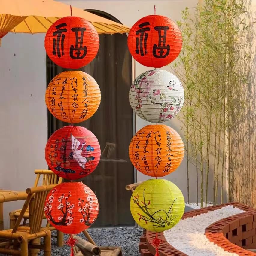 Nvzi Paper Lanterns Decorative, Hanging Paper Lanterns Lanterns Indoor Outdoor for Home Lamps?Party,Event Decoration?Pink,10pcs?A