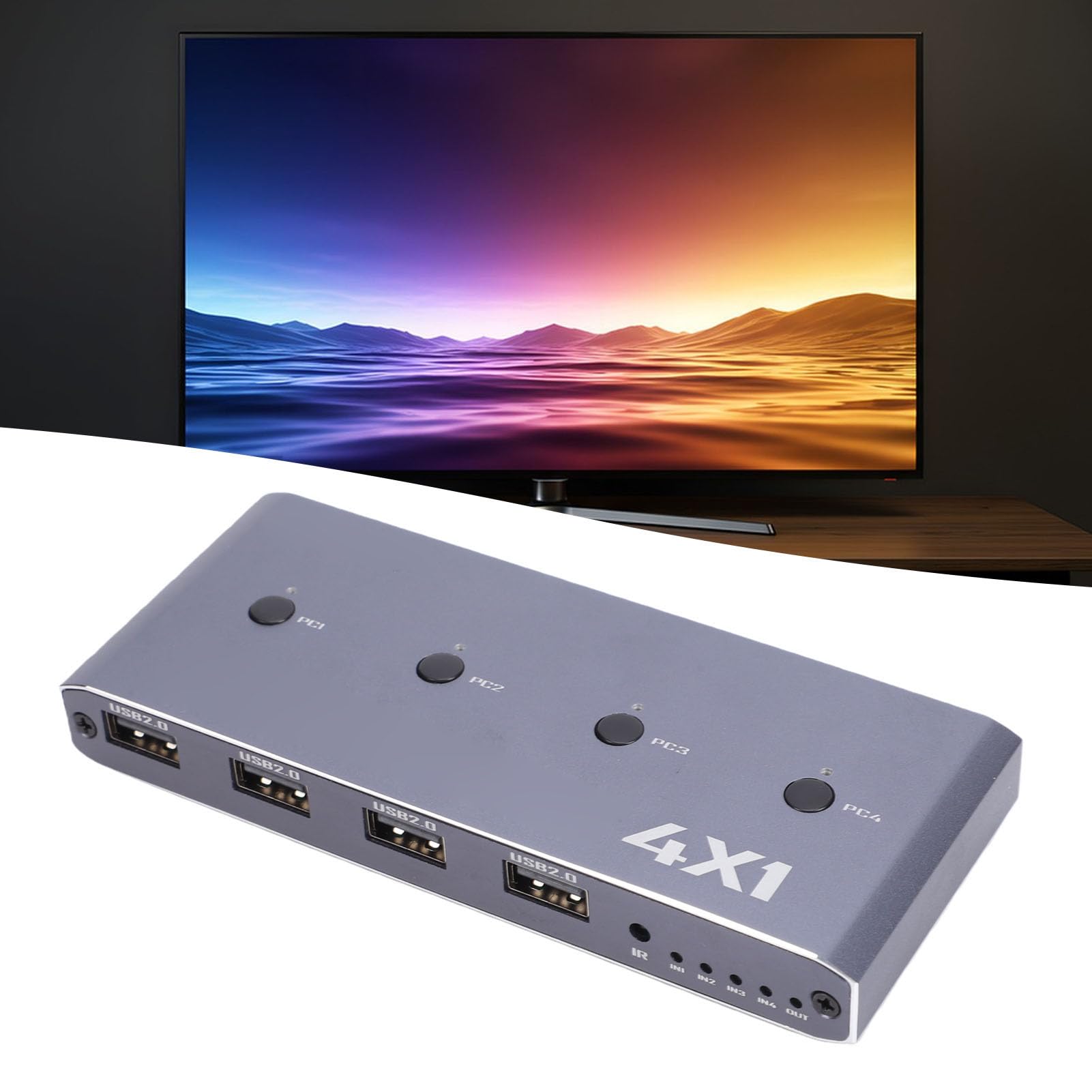 Fockety Commutateur KVM, 4K 60 Hz 48 Gbit/s, 4 Ports