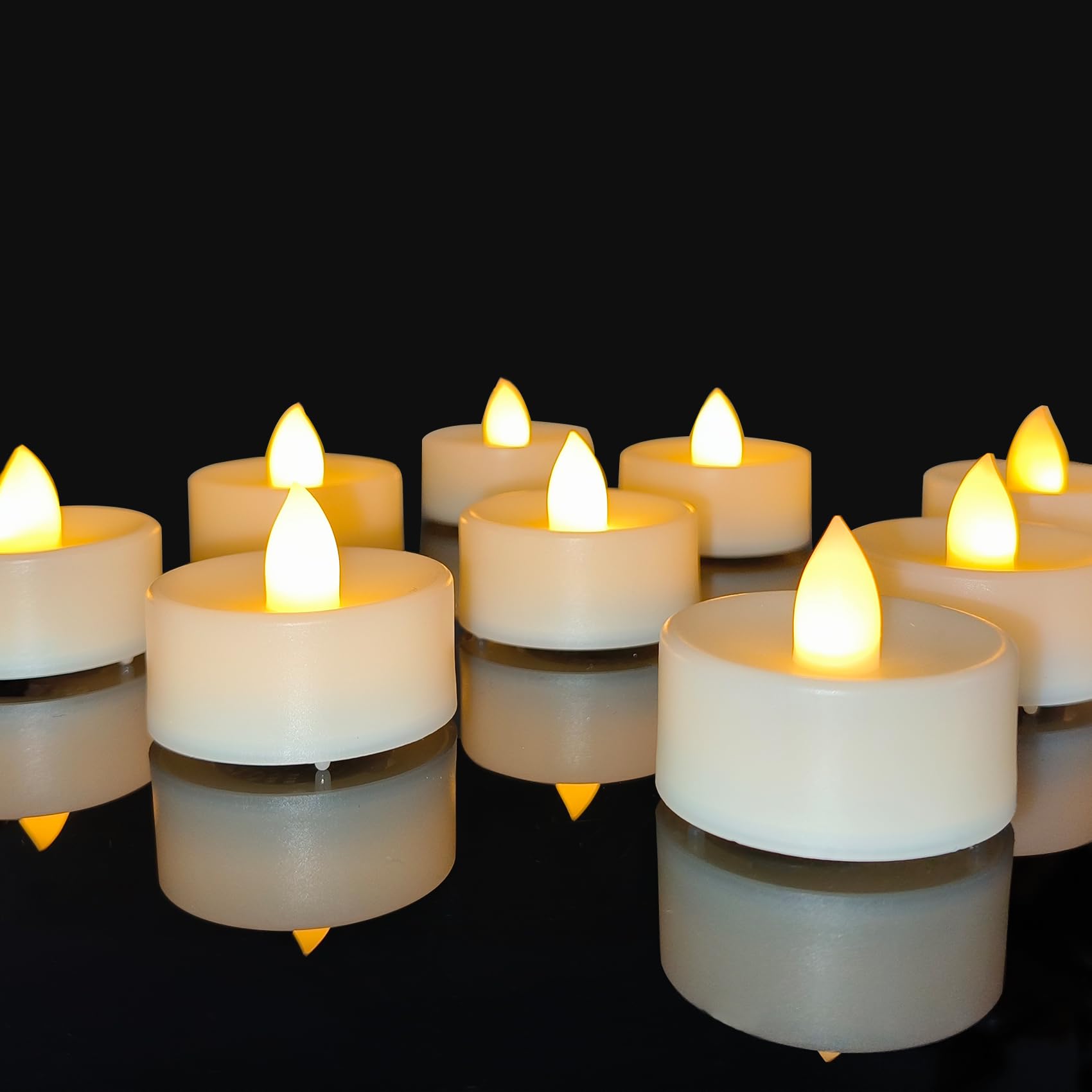12 Pack Battery Operated Tea Lights Candles Flickering Flameless LED Lights, Long Lasting 200+ Hours Realistic Electric TeaLights Fake Plastic candles for Wedding, Centerpieces, Halloween, Christmas