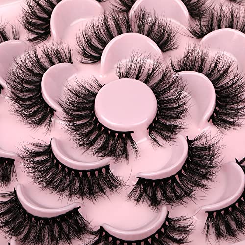 Dramatic Eyelashes Fluffy Mink Lashes 20mm Lashes D Curl Strip Lashes 6D Volume False Eyelashes Long Fluttering Thick Eye Lashes Extension Wispy Crisscrossed Fake Lashes Pack 10 Pairs