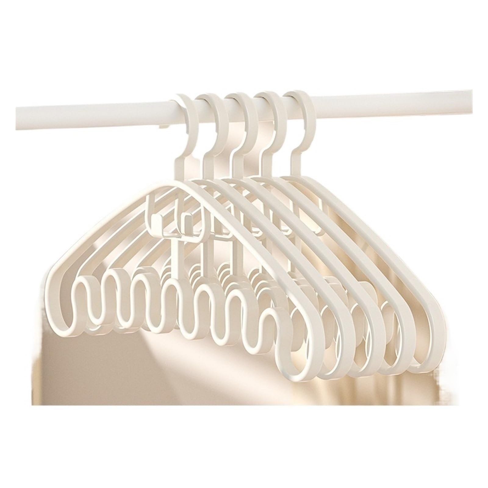 Multi-functional Clothes Hanger Strappy Skirt Space-saving Wavy Pattern Household Clothing Storage(White,20PCS)
