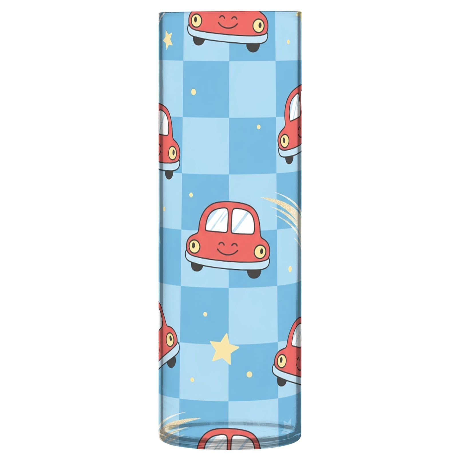 Jarrón azul cilíndrico de plástico decorativo Car & Stars para flores