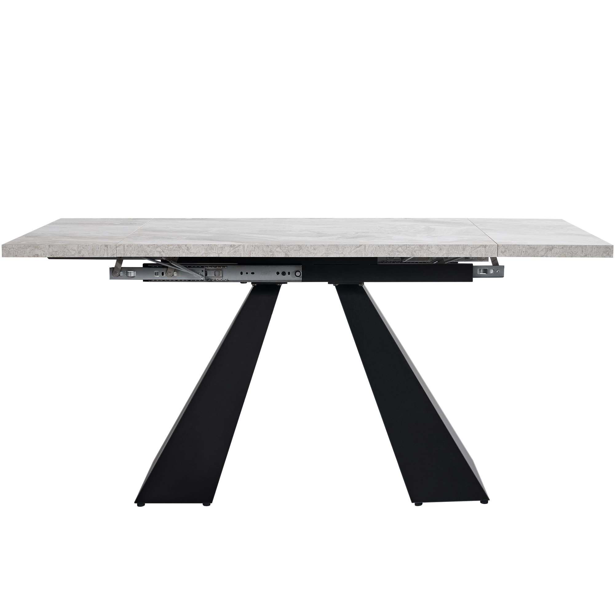 Tavolo da pranzo telescopico in stile moderno, tavolo rettangolare – allungabile da 99 cm a 159 cm, gambe in acciaio al carbonio extra forti – 99 x 74 cm (grigio + nero)