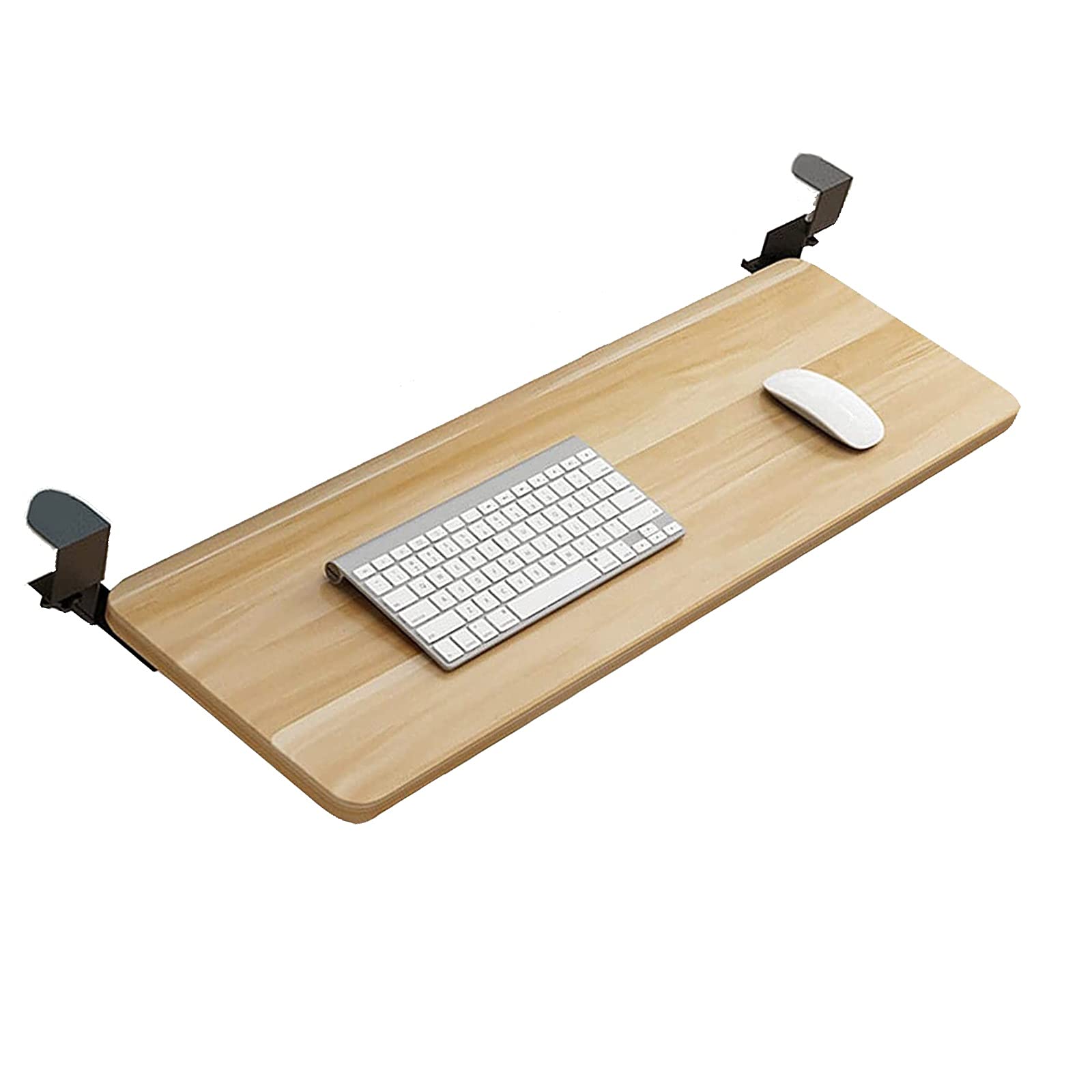 Bandeja de teclado de madera para debajo del escritorio, estante deslizante con diseño resistente y fácil de instalar, ahorra espacio para el hogar, oficina, juegos y estaciones de trabajo