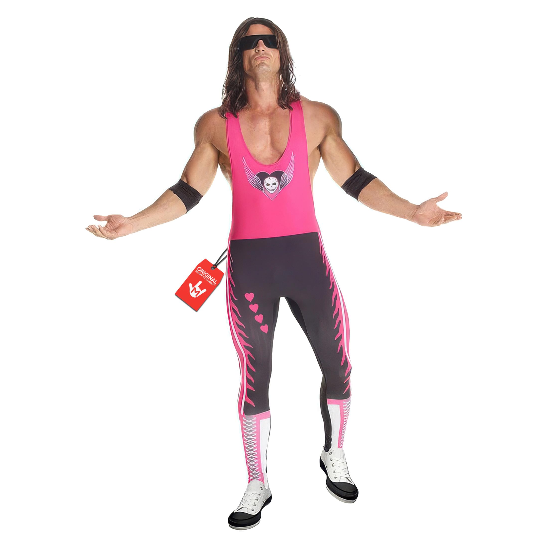 Morph Bret The Hitman Hart Costume, Bret Hart Costume, WWE Wrestler Costume Adult, Wrestler Costumes Men, Fancy WWE Costume