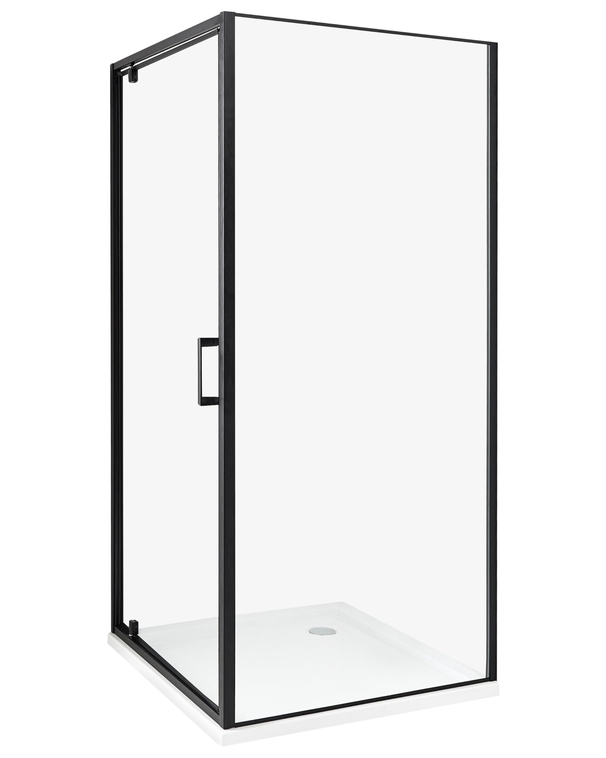 Cabina de ducha cuadrada de vidrio templado una puerta negro 90 x 90 x 185 cm Darli