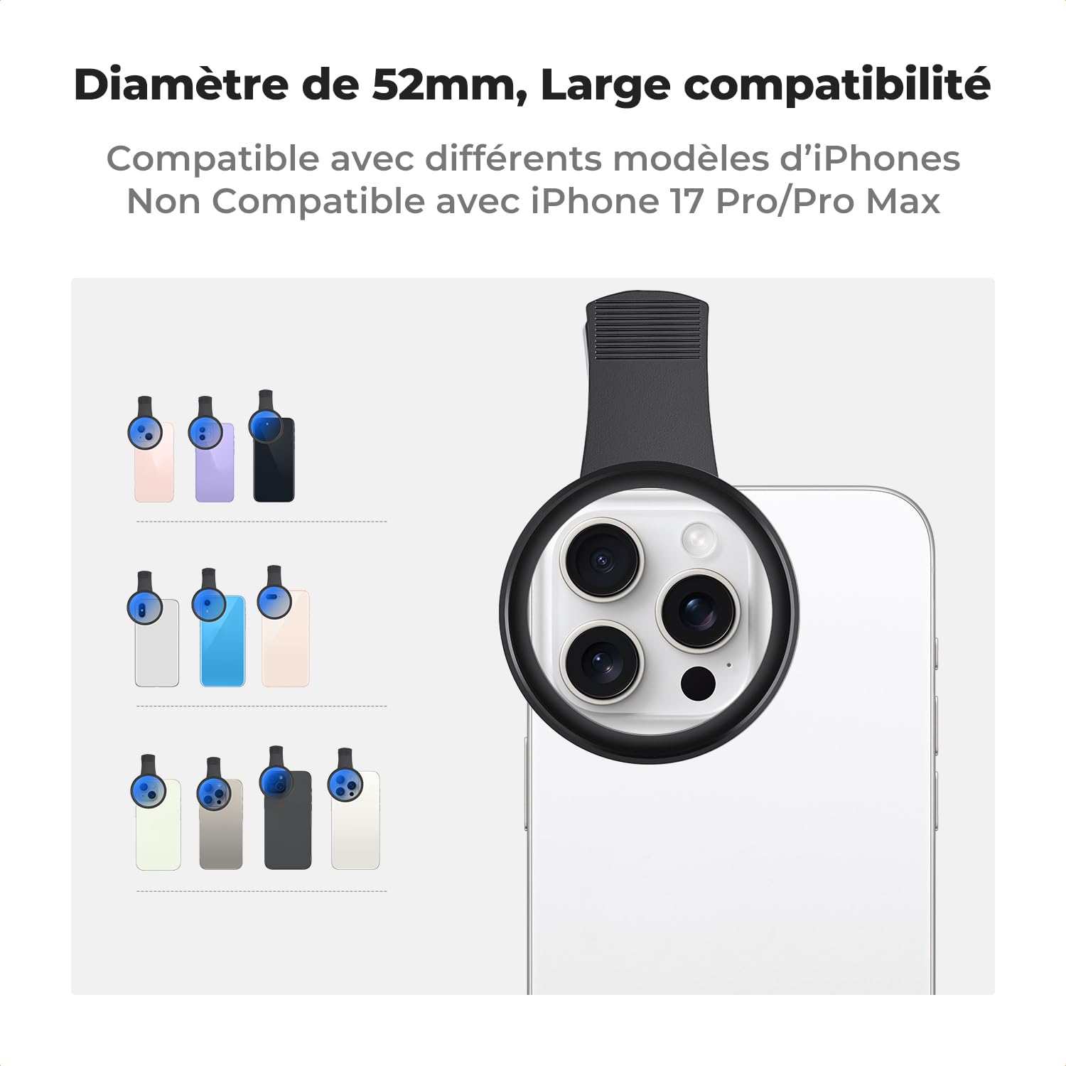 K&F Concept 52mm Clip Filtre Polarisant CPL + Perche Selfie 180CM Trépied de Suivi AI 360°
