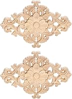 Vista 11 de MUXSAM - Apliques tallados en madera, 1 pieza decorativa de madera, calcomanías de centro de muebles sin pintar para armario, tocador, cama, puerta