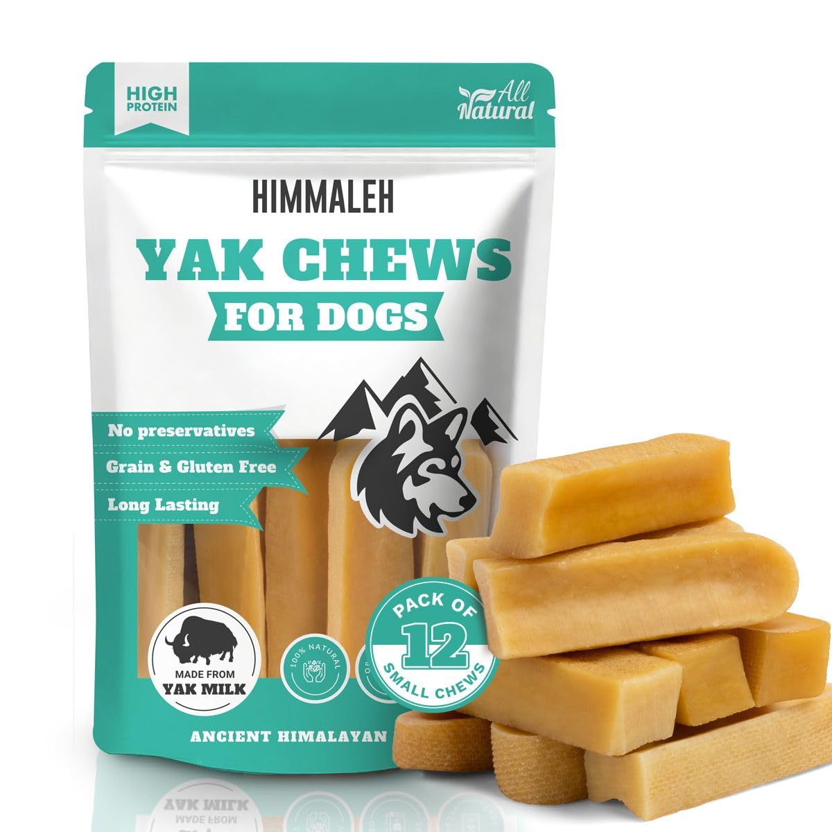 Himmaleh Yak Chews for Dogs, Yak chews for dogs small and puppies (pack of 12), Protein Rich Dog Chews Long Lasting Natural