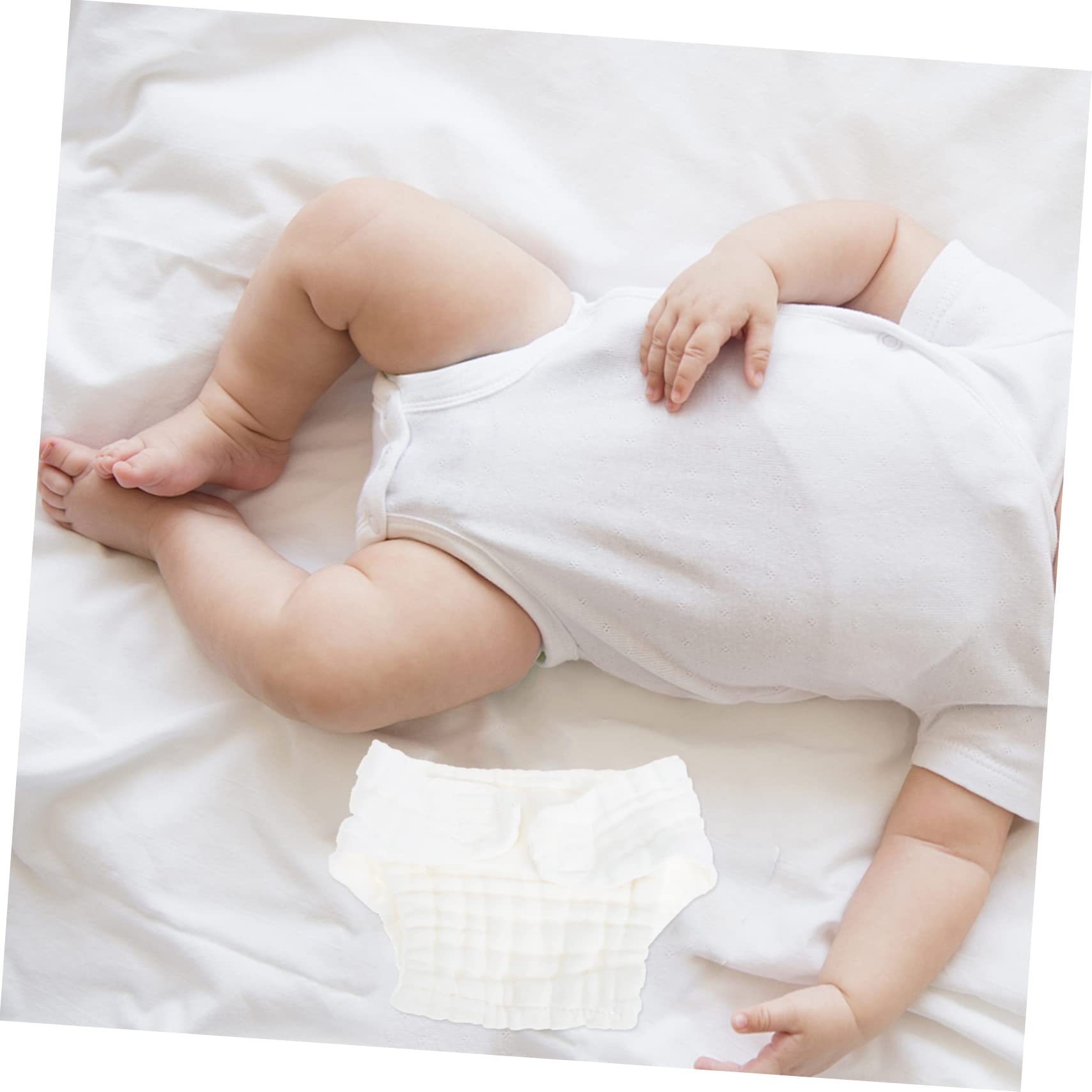 MOLUCKFU Newborn Size Cloth Diaper White Newborn Diapers Reusable Soft Breathable 5pcs Pack