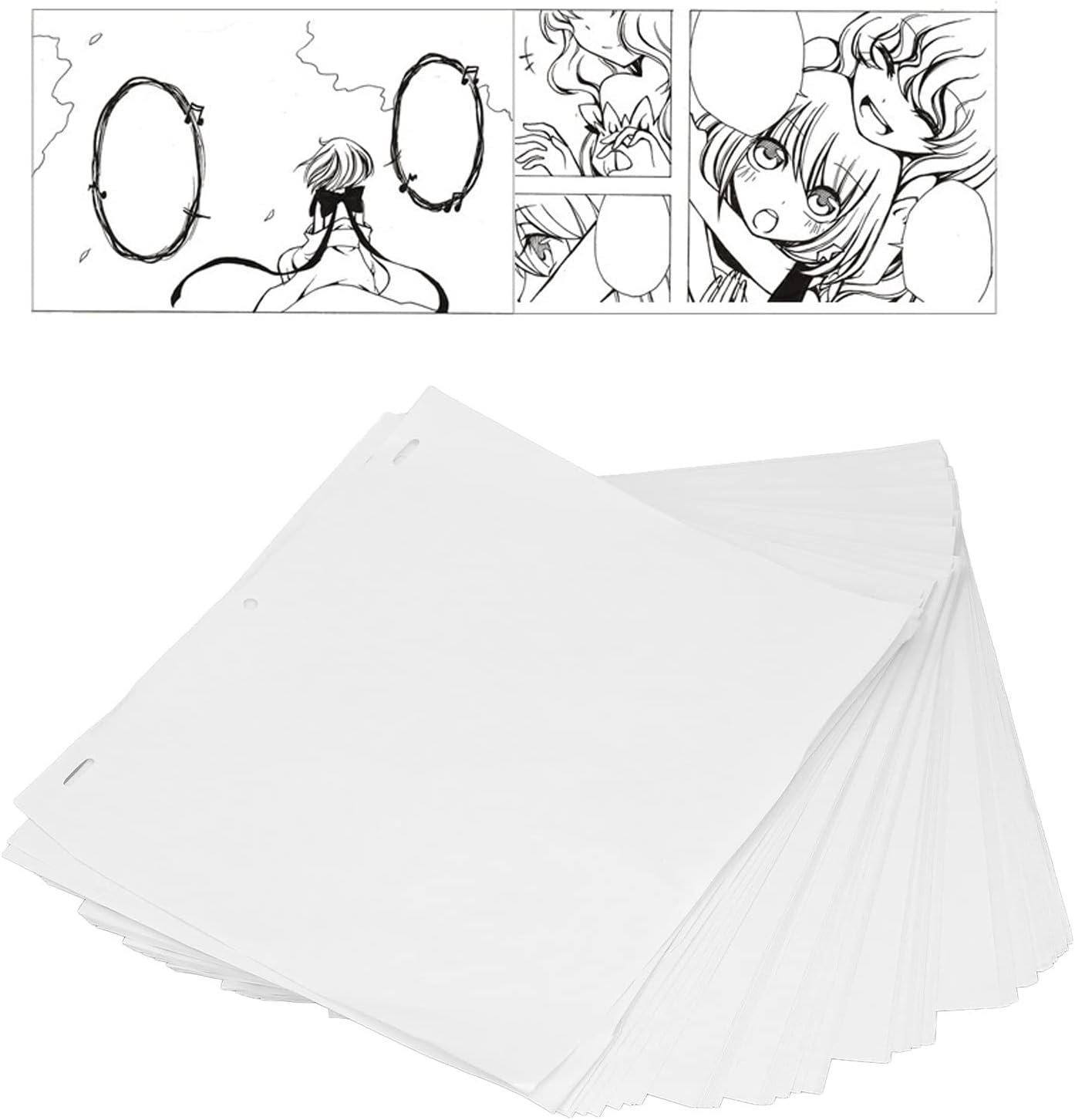 KIMISS Punched Paper, 200 Sheets Animation Paper Translucent Punched Good Toughness Animation Supplies for Drawing Tracing Colored Pencil, Marker, Ink, Pen