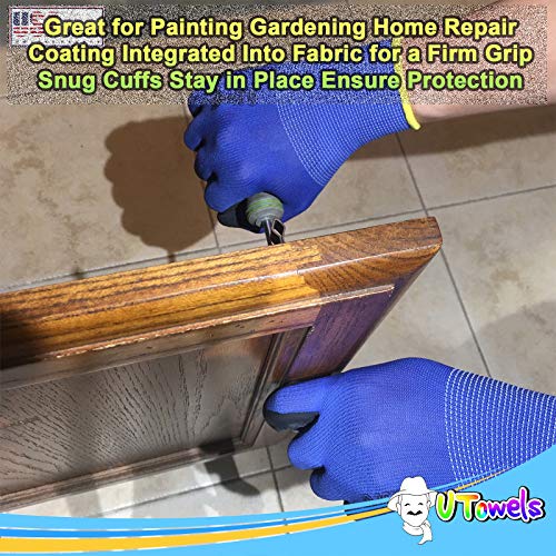 Utowels Rubber Coated Safety Work Gloves - 8 Pair Pack, Firm Grip, General Purpose, Repairing And Construction, For Men And Women (Size Large Fits Most, Blue) #TOP4