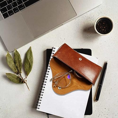 Miniatura 4 de Portable Leather Glasses Case,Flexible Sunglasses Pouch Slim Case for Women Men Horizontal Eyeglass Case