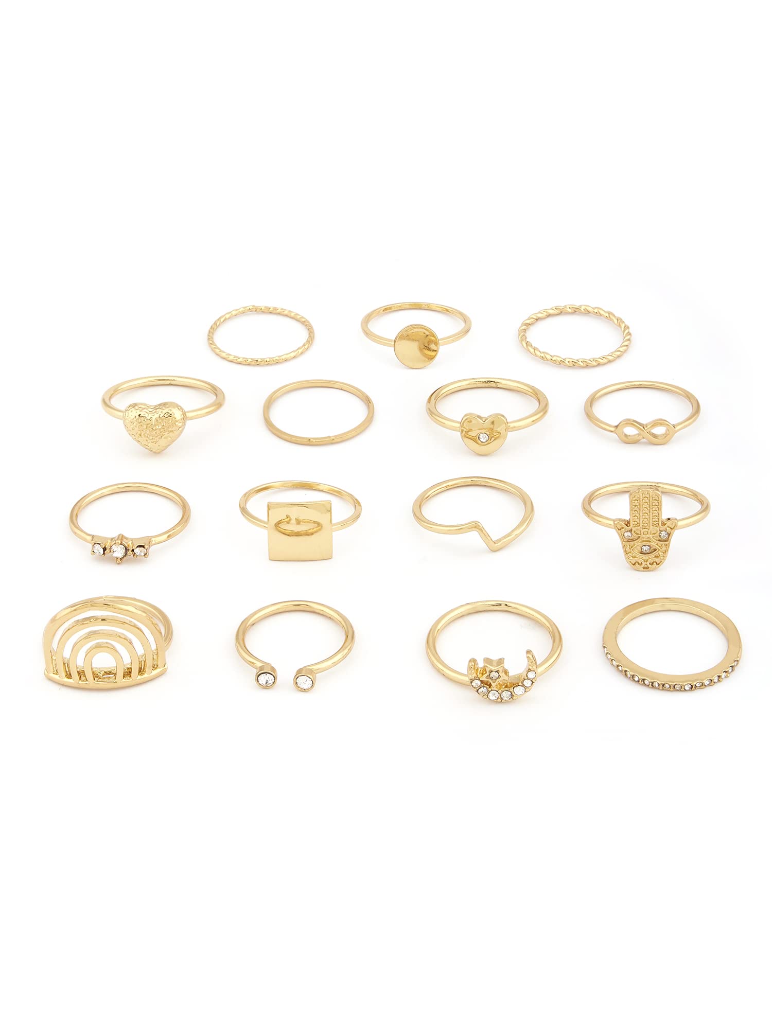 ZAVERI PEARLS Set of 15 Gold Tone Contemporary Stackable Rings For Women-ZPFK13629 (B0B2LWGK1D) Amazon Price History, Amazon Price Tracker