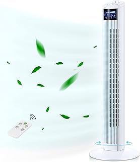 Tower Fan, 36 Inch Oscillating Fans with Remote, Sleep Mode and 12H Timer, Large LED Display, 6 Modes, Portable Stand up F...