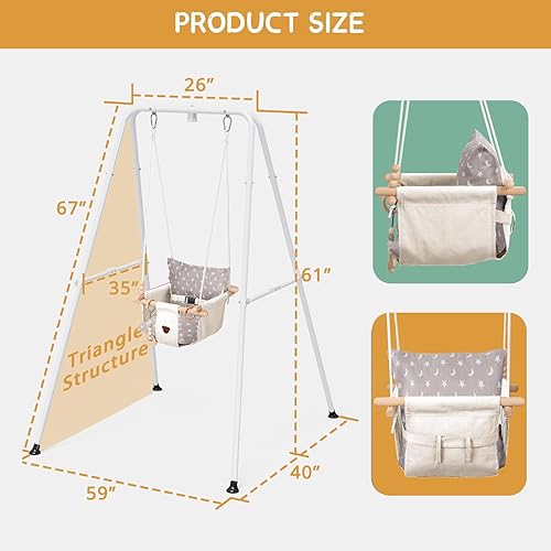 Miniatura 7 de Conjunto de suéter para bebé con columpio para bebé, jerséis y gorilas, para interiores y exteriores (blanco)
