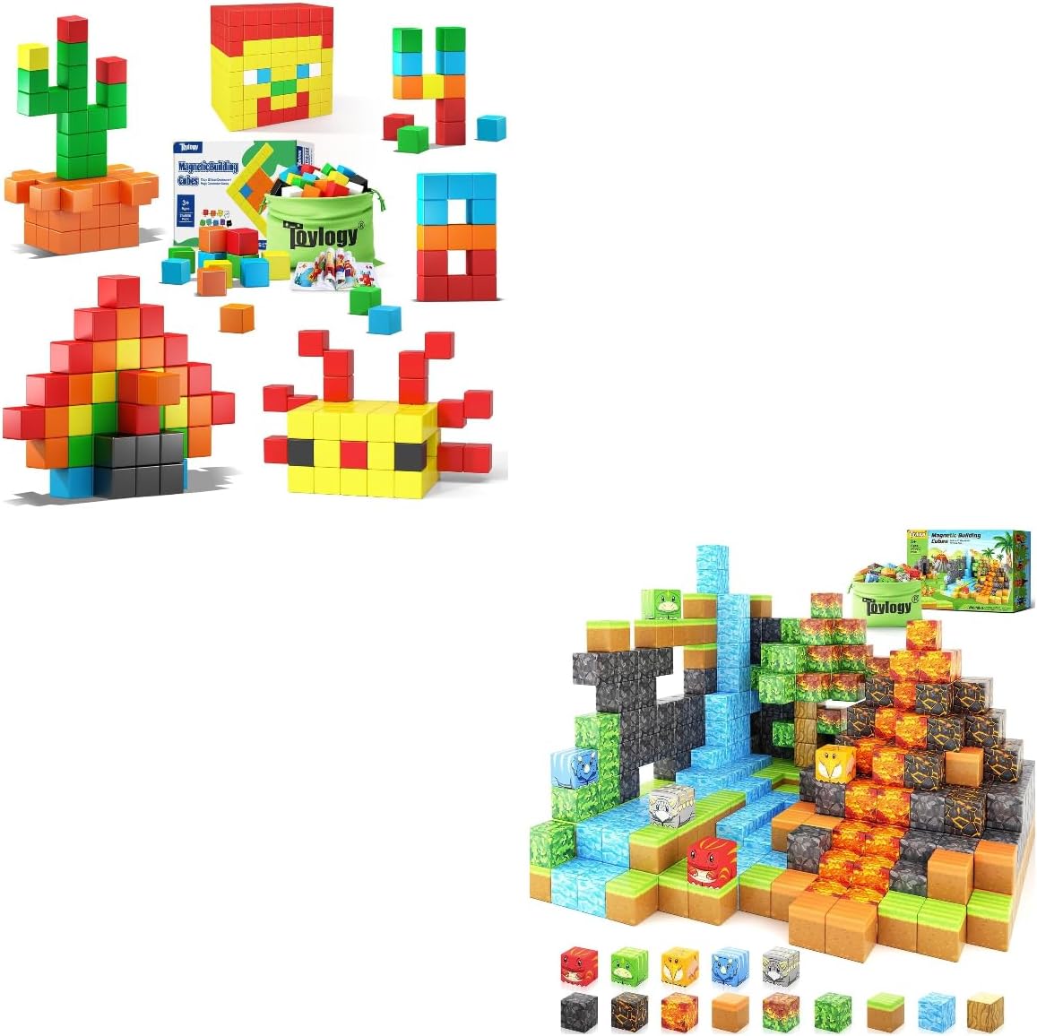 128PCS Magnetic Blocks for Toddlers Toys, Magnetic Blocks-Build Dinosaur Magnet World Set for Boys & Girls t Kids Toys Gift
