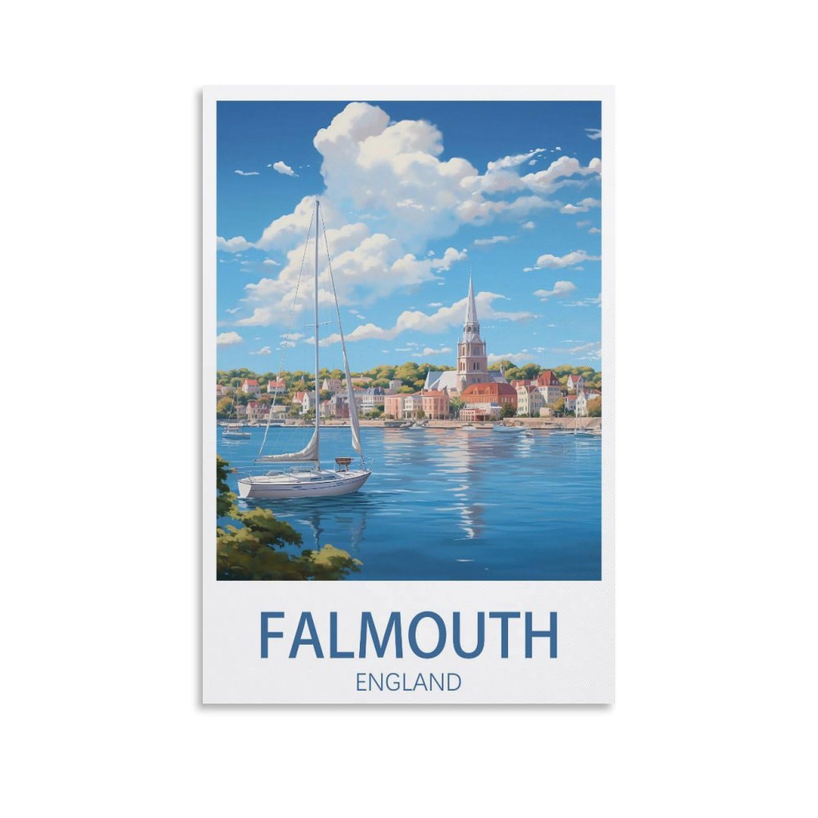EZMLFA DIY Diamond Painting,Falmouth England 5D Diamond Art DIY Cross Stitch Crystal Rhinestone Embroidery Pictures Craft for Home Wall 50x60cm
