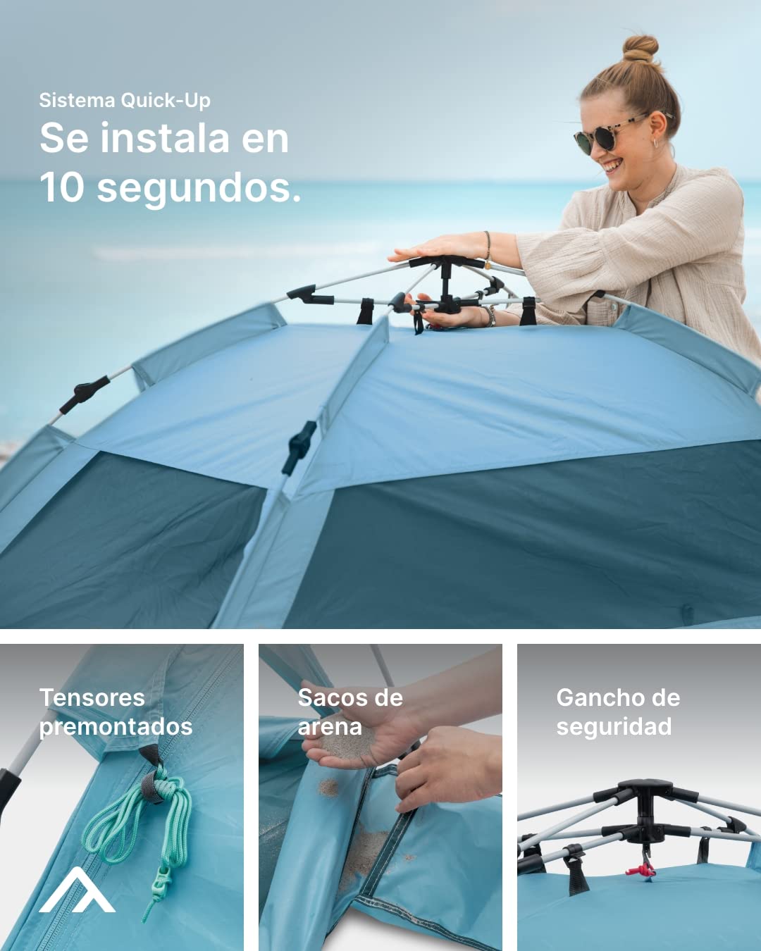 qeedo Quick Palm Tienda de Playa (Sistema Quick-Up), con protección UV (UV80)