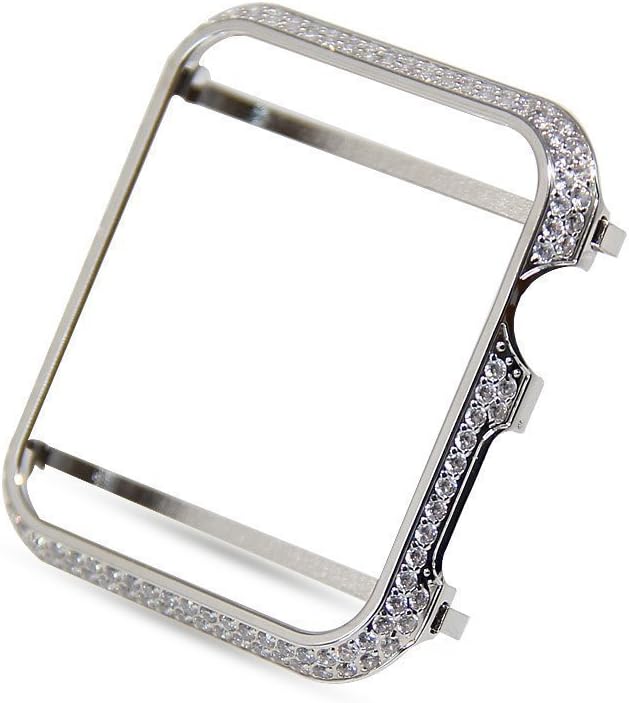 Callancity Metal Crystal Rhinestone Diamond Jewelry Bling Bezel case Cover Bumper 18K Platinum Plating case Compatible with Apple Watch 38mm Series 1