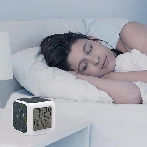 Miniatura 4 de Military Gun Pattern Digital Alarm Clock 7 Colors LED Change Glowing Night Light for Bedroom Office Desk