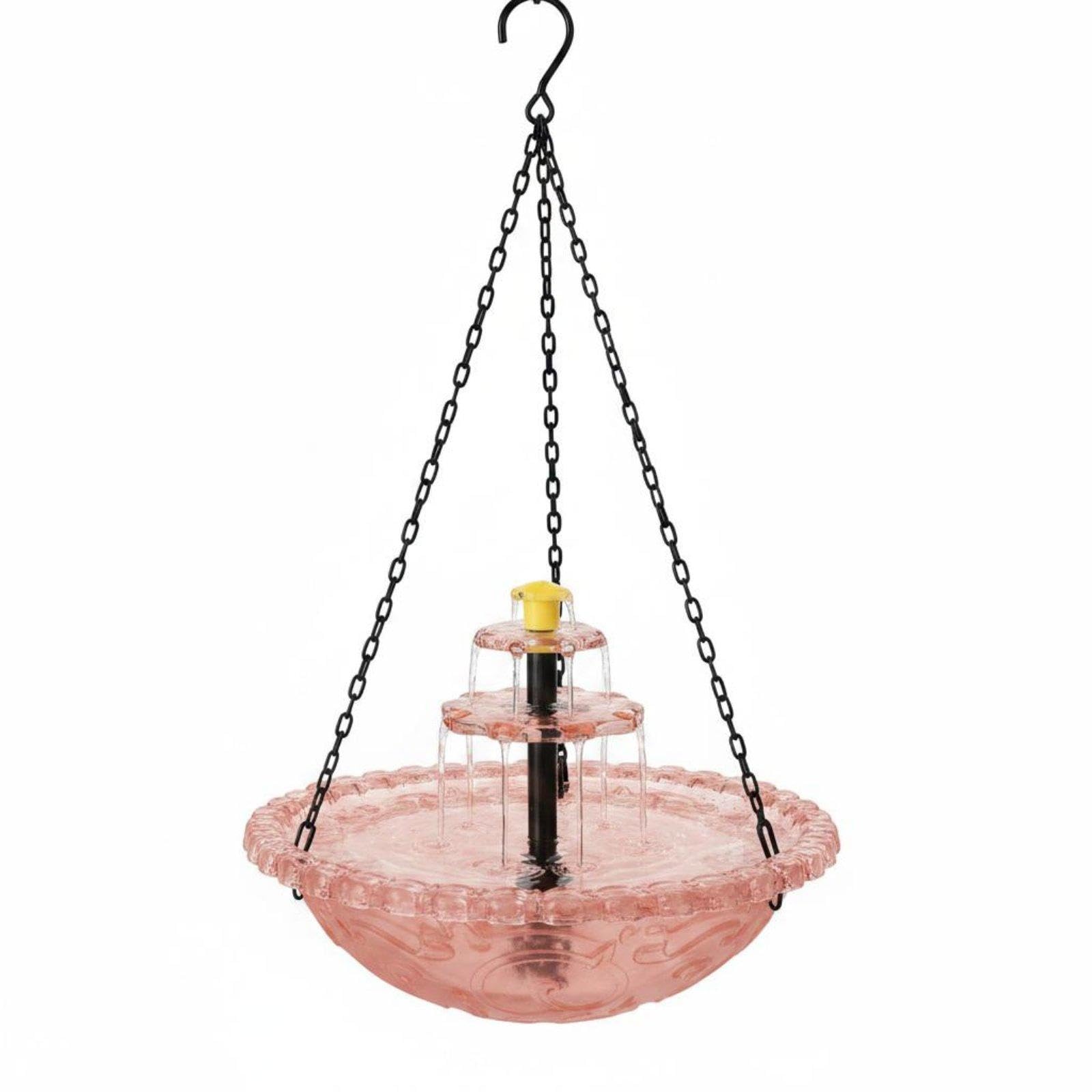 Solar Bird Bath Water Feature Cascading Water Stream Hanging Bird Bath Water Feature No Wiring Garden Decor for Outdoor, Patio Pink-image-46
