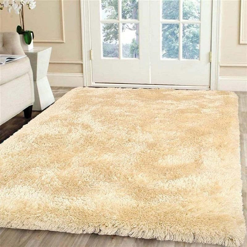 Image of Carpet for Living Room 5X7 FEET Modern Soft Shaggy Carpet Thick, Fluffy & 2 inch Pile Shag Rug for Your Kids Room, Bedroom & Livingroom (Gold)