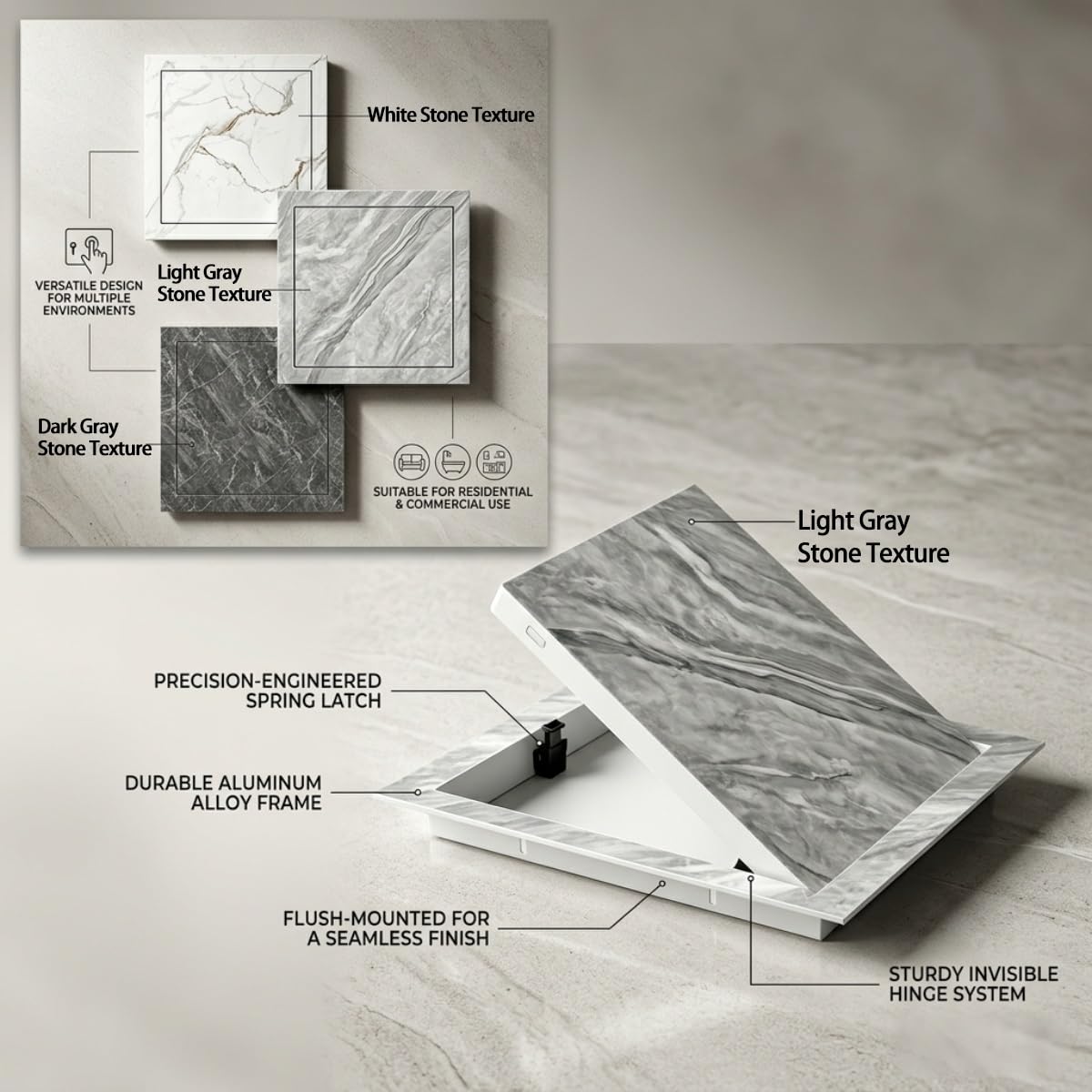 Magnetyczny panel dostępu do płyt kartonowo-gipsowych, bezszwowy właz ścienny do instalacji wodno-kanalizacyjnych i elektrycznych, ciemnoszary, 15 x 20 cm, łatwy dostęp, trwała konstrukcja