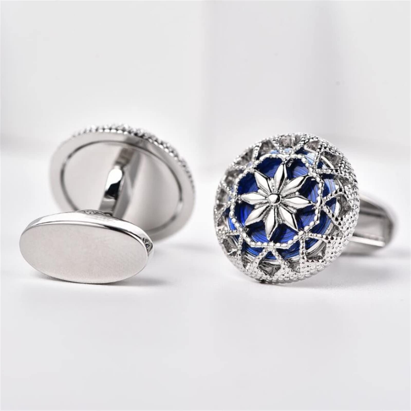 Blume Manschettenknöpfe Herren Business Bankett Anzüge Hemden Knöpfe Schmuck Mode Herren Hochzeit Accessoires Geschenke (Metallfarbe : A)