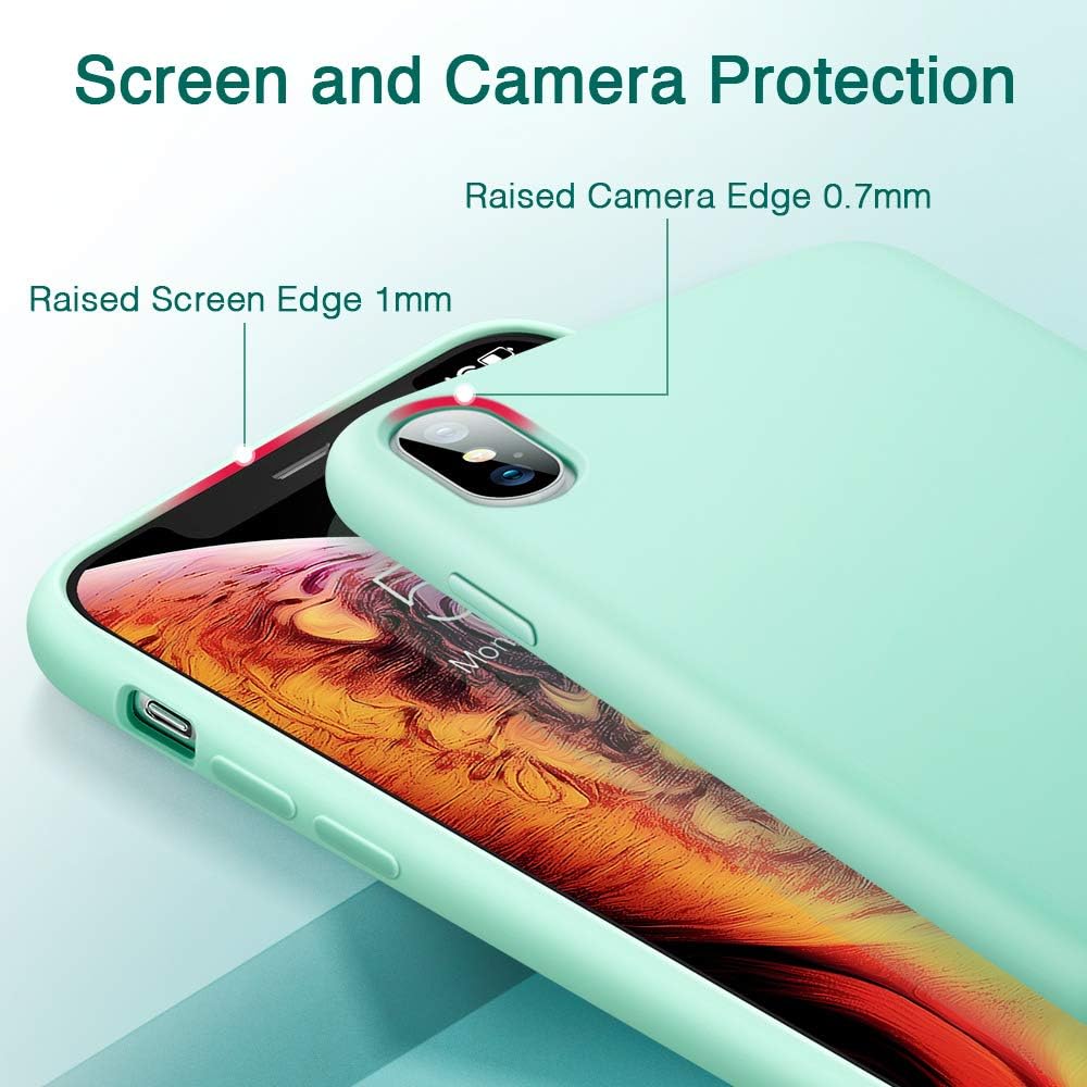 ESR Yippee Color Soft Case for iPhone Xs/iPhone X, Liquid Silicone Gel Rubber Soft Microfiber Cloth Lining Cushion Cover for iPhone 5.8 inch (2018 & 2017)(Mint Green)