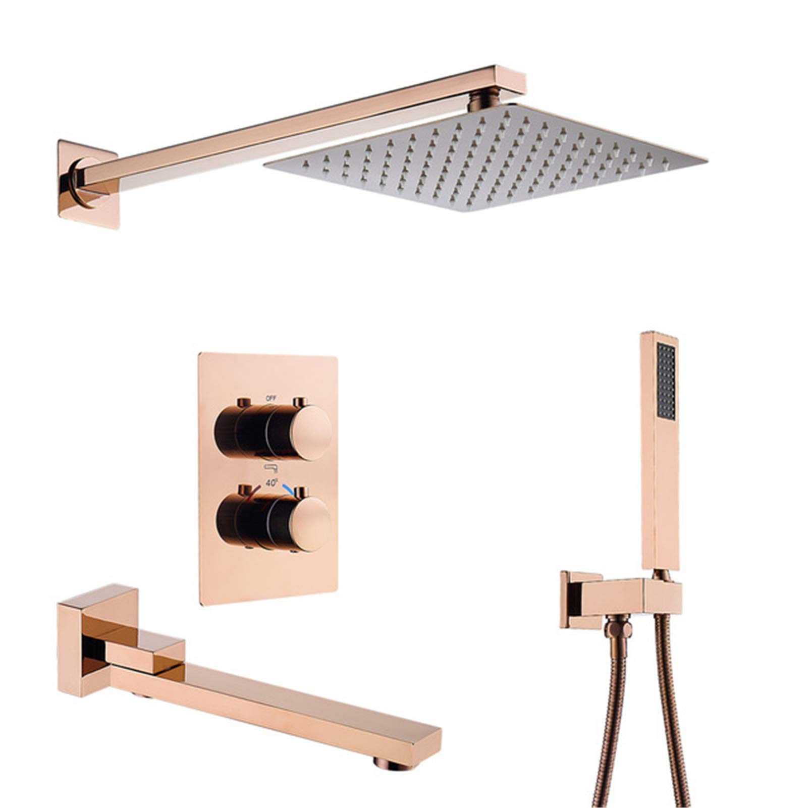 Ensemble de douche thermostatique complet avec cascade et bec de baignoire