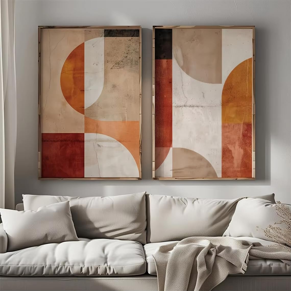 IHHGNB 2pcs Geometric Abstract Wabi Sabi Poster, Unframed Minimalist Japandi Style Canvas Prints for Living Room Bedroom Decor(50x70cm(20x28in) x2/No frame)