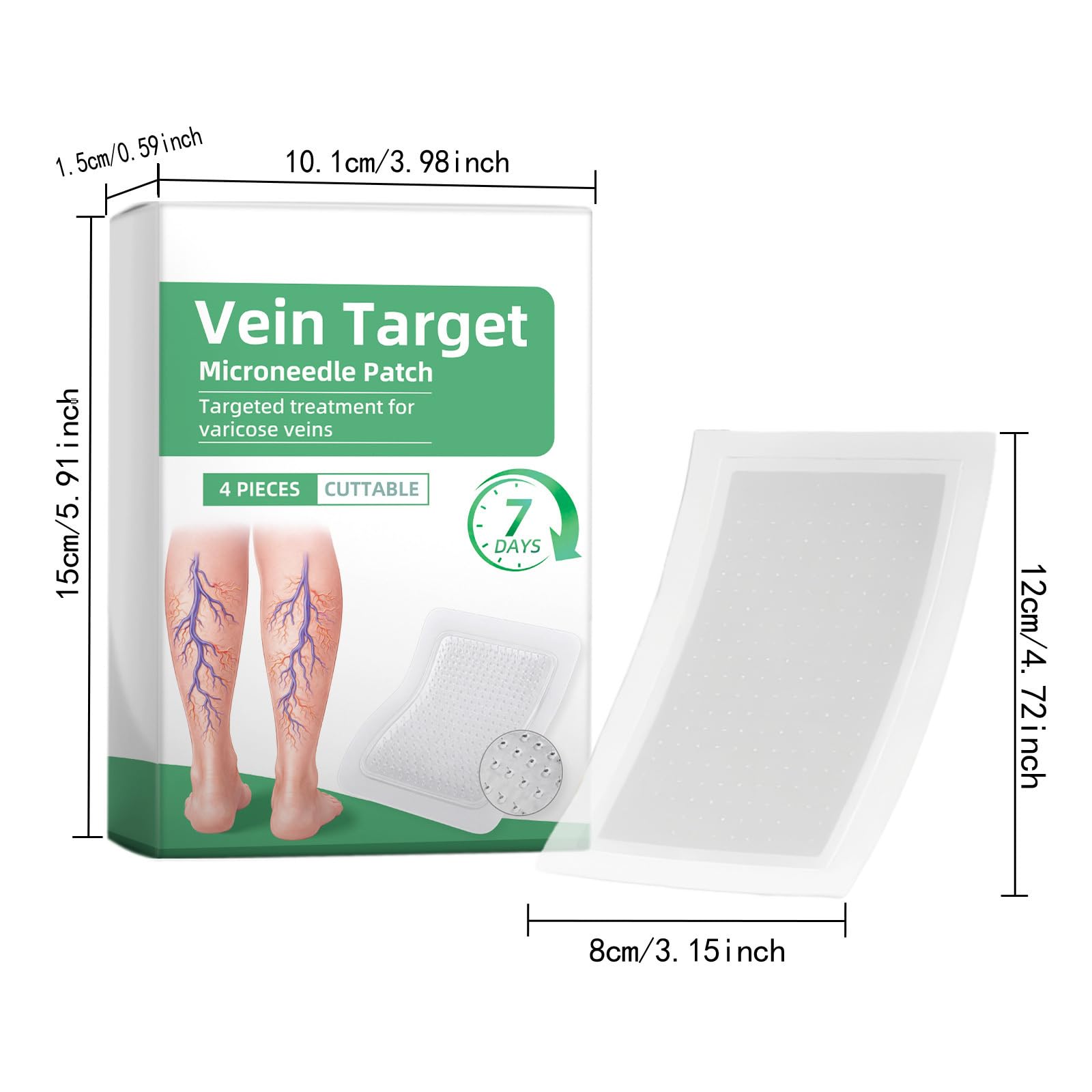 Healrize cerotto microdarts per vene varicose, cerotti vene varicose e patch vene gambe, adesivi per capillari, formula naturale per uso quotidiano