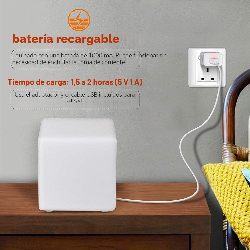 Mr.Go 25cm LED Cubo Luz Nocturna Infantil con Control Remoto, Lampara de Mesilla de Noche Pilas para Bebé y Niños 8 Brillo Regulable -16 Colores RGB Ajustables -4 Modos de Color-cambiante