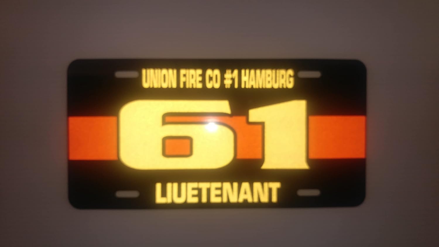 Red Line Reflective License Plate - All Lines Personalized - Your Fire Dept and Rank