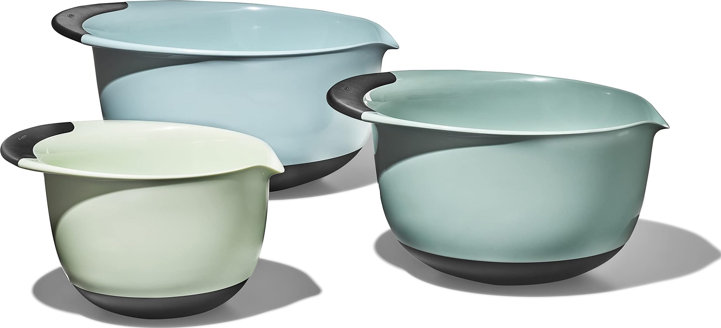OXO Good Grips 3-Piece Plastic Mixing Bowl Set - Cadet Blue, Tower Gray, Jade, Small, Medium, Large