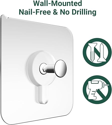 Miniatura 2 de Ganchos para fotos sin clavos, sin daños, 20 ganchos adhesivos para cocina, baño, dormitorio y oficina, carga máxima de 13 libras