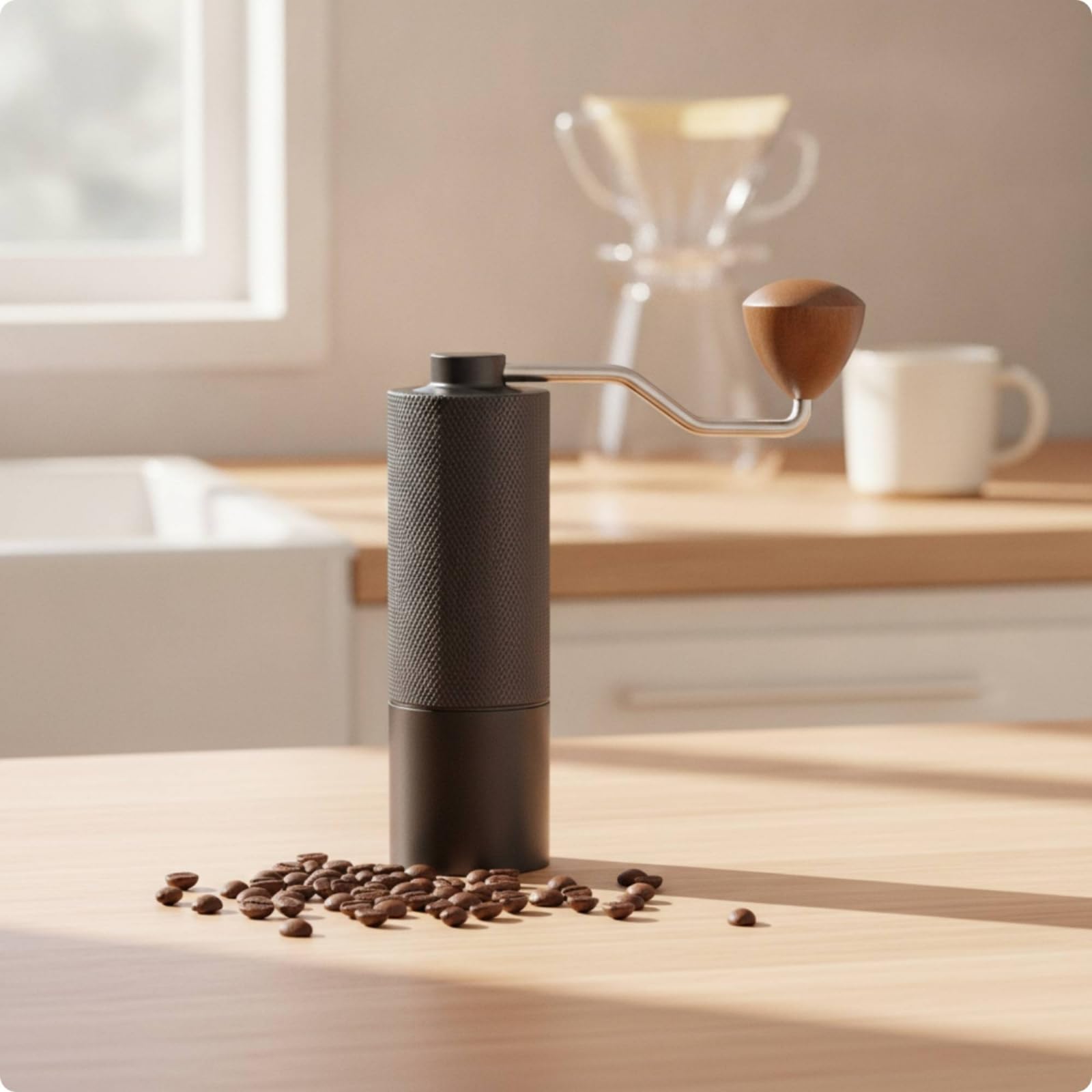 Macinacaffè Manuale Macinino Caffè Grinder Portatile Manovella Acciaio Inox Nucleo in Acciaio Uniforme Stabilità di, Array, Nero, style to 2