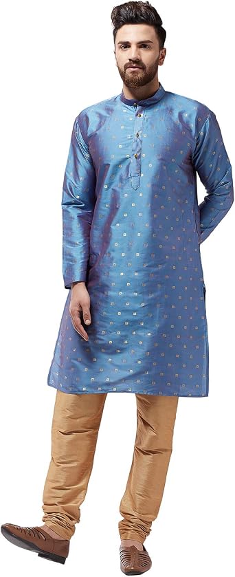 Sojanya Since 1958 MenS Silk Blend Printed Only Long Kurta