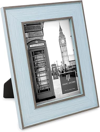 Isaac Jacobs - Marco de fotos de 5 x 7 pulgadas, color azul con borde vertical y horizontal, con caballete de tela negra, para montar en la pared, disponible en Yaxa Colombia