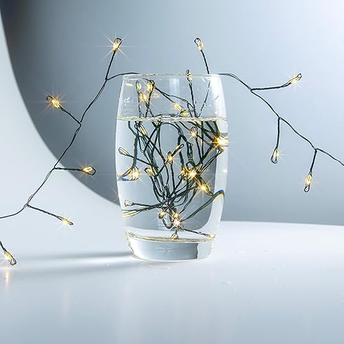 Miniatura 3 de Luces de petardo enchufables de 50 pies, 500 luces LED de color blanco cálido y verde con control remoto para dormitorio, boda, cumpleaños, fiesta,