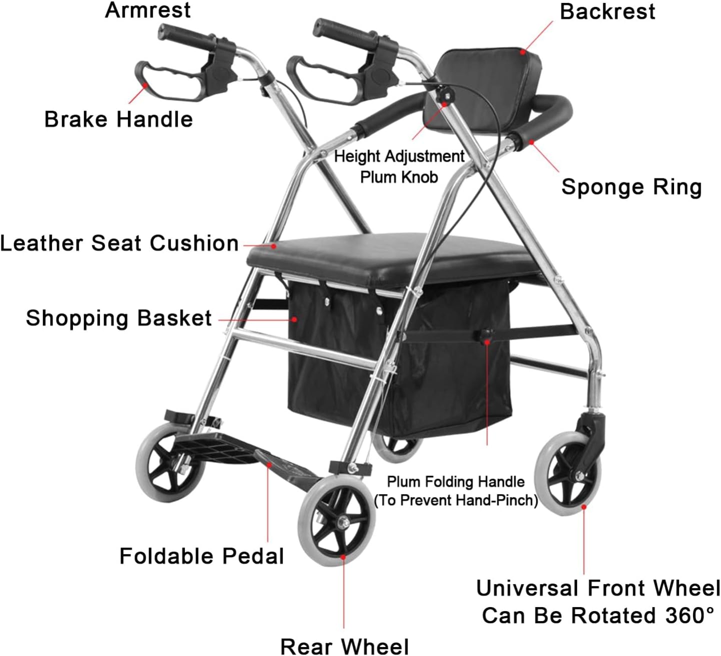 折りたたみ式アルミ歩行器 ブラック Care-Parents 歩行器 四輪 歩行車 シルバーカー アルミ製